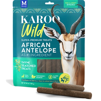 KAROO Wild Soft & Chewy Sticks Antilopekød Beriget Med Timian 454g
