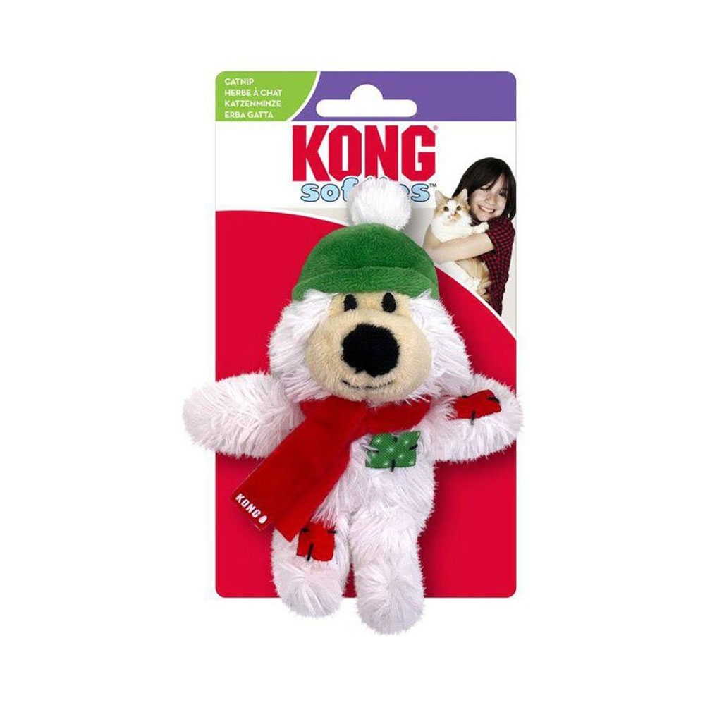 Kong Holiday Softies Bear Hvid Julebamse Til Katten