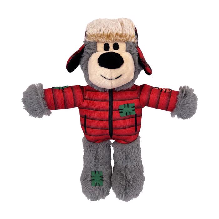 KONG Holiday Wild Knots Bear Grå bamse i Rød Juledragt Limited Edition