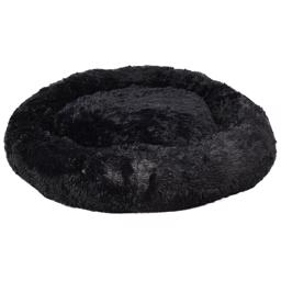 Krems Donut Relax Fleece Hundeseng Fluffy Sort 90cm