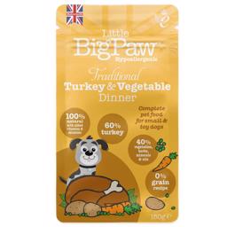 Little BigPaw Traditional Turkey & Vegetable Dinner Til Små Hundebørn 150g