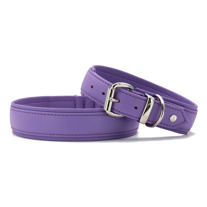 Læder Halsbånd Model Classic Soft Holi Purple