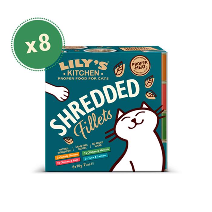 Lily\'s Kitchen Shredded Fillets Tins Foder Til Katten 8x70g