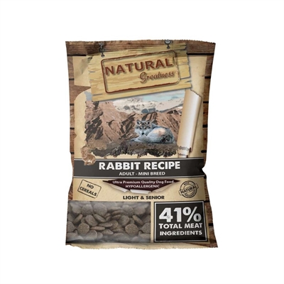 Natural Greatness Ultra Premium Kornfrit SMAGSPRØVE Kanin Light & Fit MINI 100g