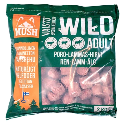 MUSH Barf Frossen Råfoder Vaisto Wild 3 Kg