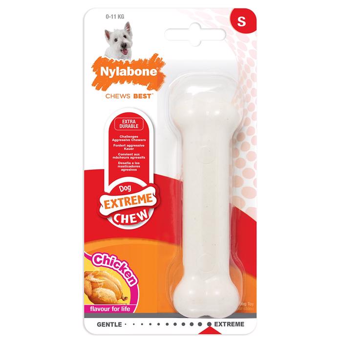 Nylabone Extreme Chew Bone i HVID med Kyllingesmag