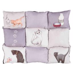 PatchWork Tæppe Kat Design Med Catnip MultiColor In Grey