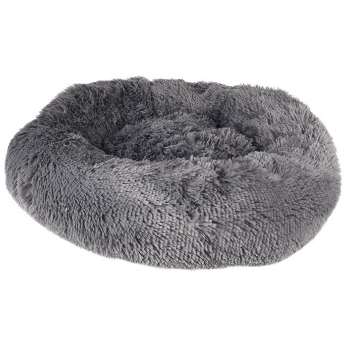 Krems Donut Relax Fleece Hundeseng Fluffy Antracit Grå 50cm