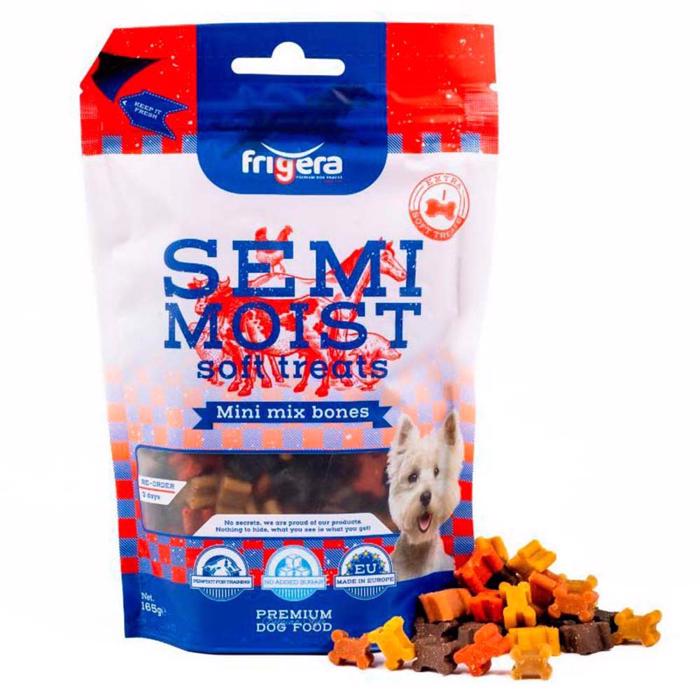 Frigera Semi Moist Bløde Hunde Godbidder Mini Mix Bones 165g