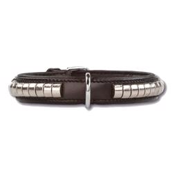 Læder Hundehalsbånd Design Silver Row Sort