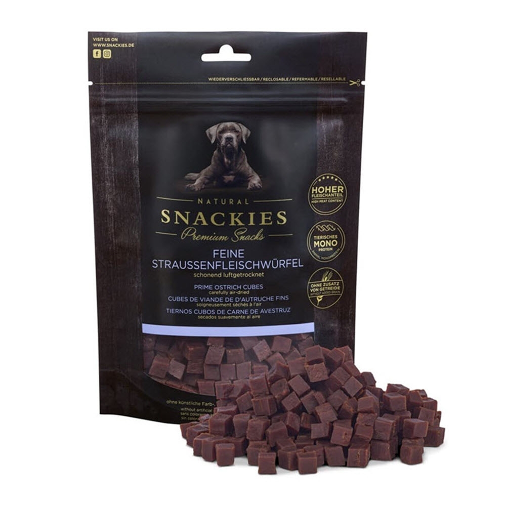 Snackies Premium Naturals Cubes af Strudsekød 350g