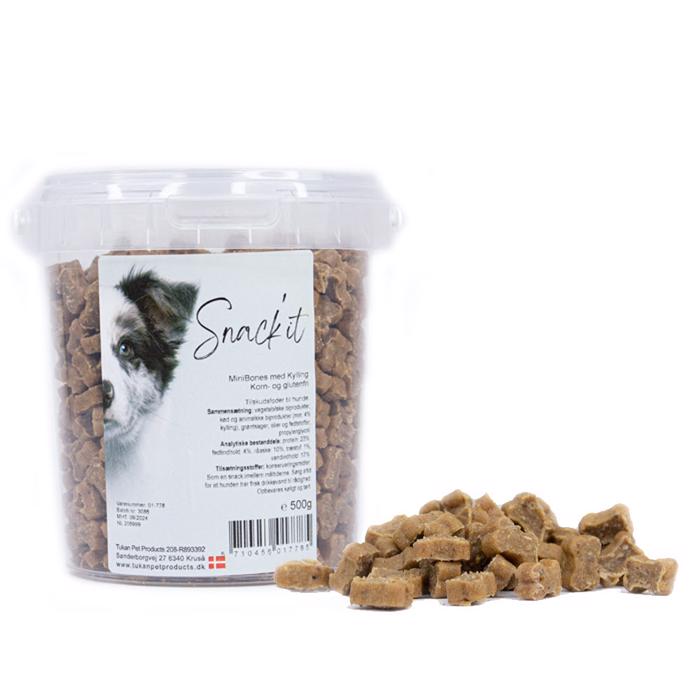 Snack It Semi-Moist Mini Bones Korn & Glutenfri 500g KYLLING