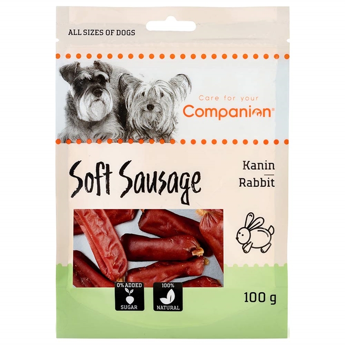 Companion Soft Sausage Lækre Pølser med Kanin 100g