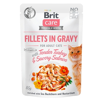 Brit Care Vådfoder Til Kat Mør Kalkun & Laks i Sovs 85g