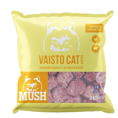 MUSH Cat Barf Frossen Råfoder Vaisto Gul 3 Kg