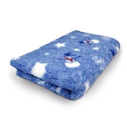Vet Bed Extra Soft Design X-MAS Blue Snowman Non Slip 75 x 100