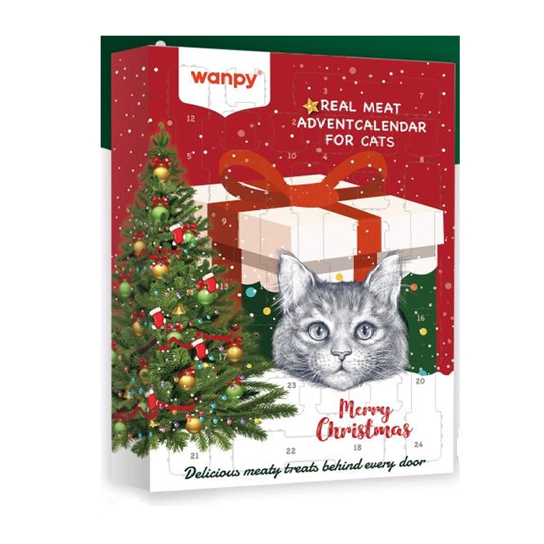 Wanpy Julekalender Til Katten med 24 Kødfulde Låger