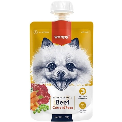 Wanpy Dog Tasty Meat Paste Beef Topping Okse, Gulerod & Ærter 90g