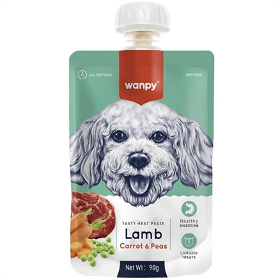 Wanpy Dog Tasty Meat Paste Lamb Topping Lam, Gulerod & Ærter 90g