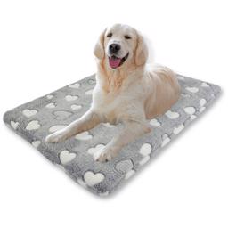 Wellness Hundemadras Microfiber Fleece Blød Grå Med Hjerter