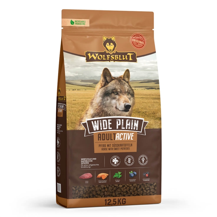 Wolfsblut Wide Plain ACTIVE Adult Hundefoder Med Hest 12,5 kg