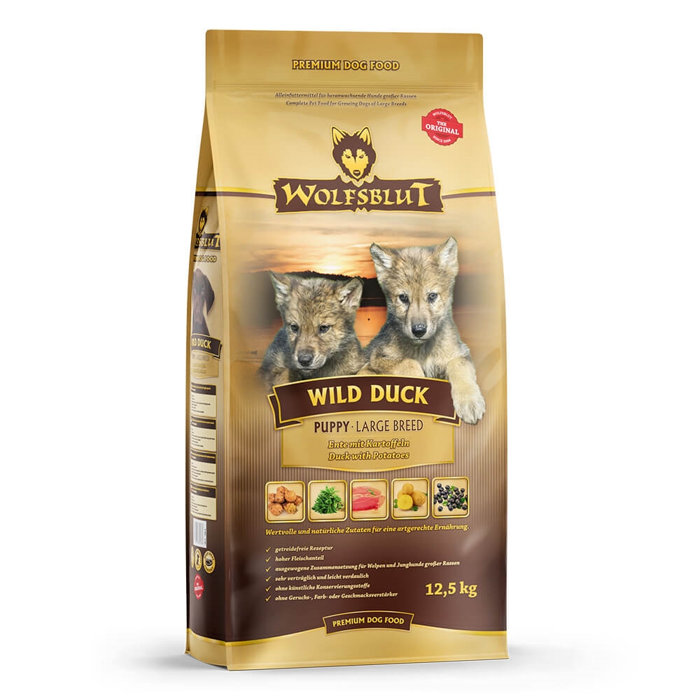 Wolfsblut Wild Duck Puppy Hundefoder Med And LARGE Breed 12,5 kg